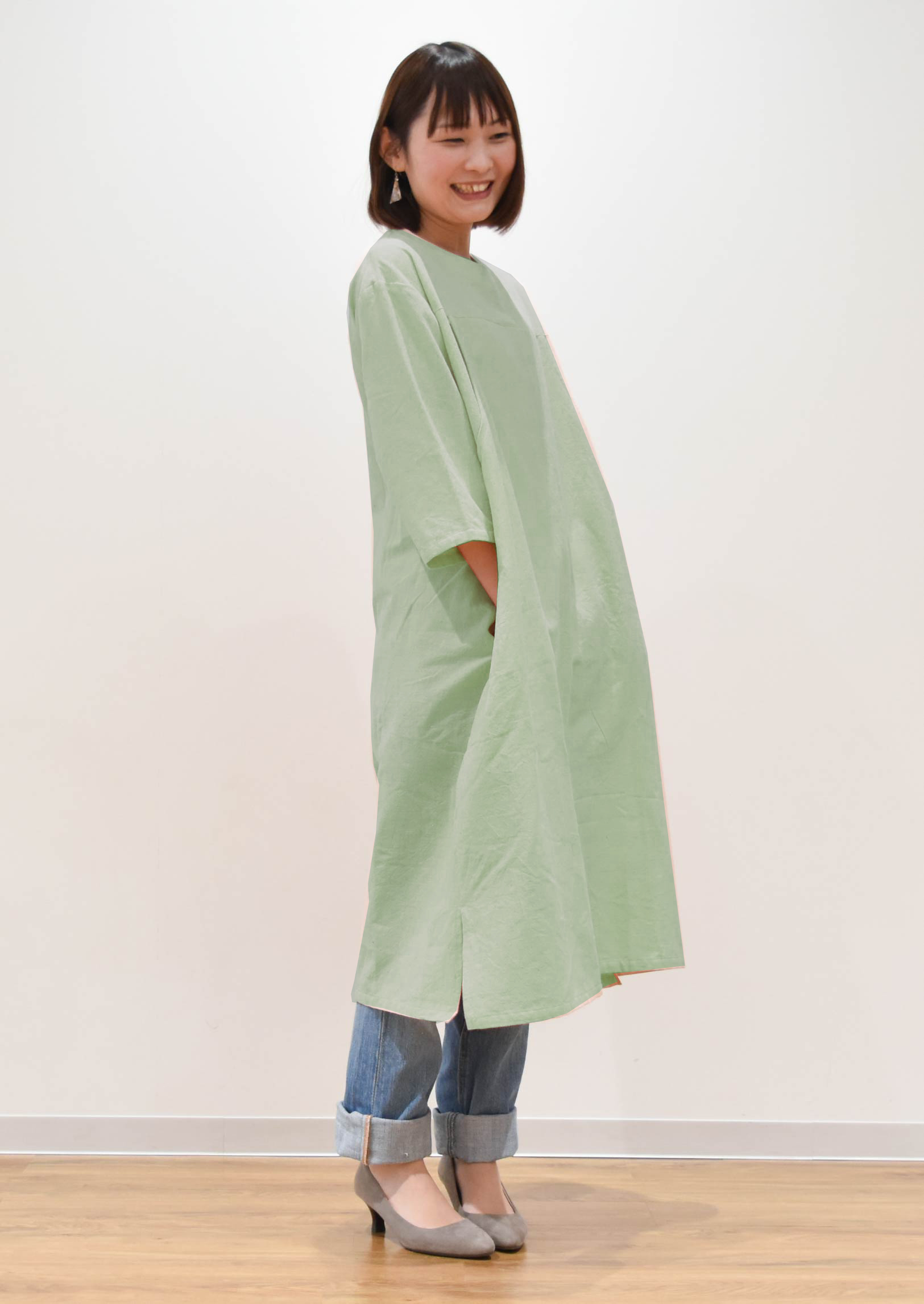 切替リラックスワンピース 授乳服 ネパール製 授乳服 マタニティ服のモーハウス 24年間ママに愛され続ける日本製授乳服