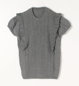 プティエール　授乳服　ニットトップス　コットン100％　チャコールグレー